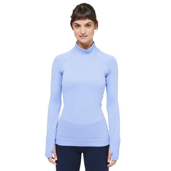 Lululemon Hydrangea Blue Rest Less Mock Neck Long Sleeve Top - Picture 1 of 10
